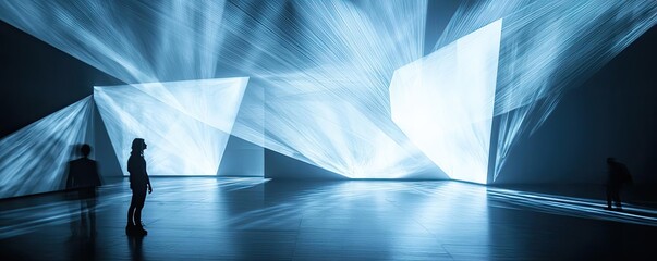 Poster - A captivating display of light and shadow in an art installation, highlighting the interplay of modern design and visual art.