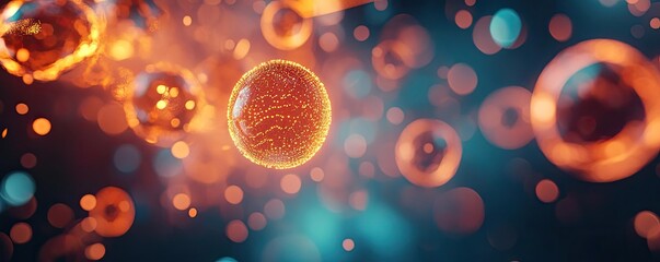 Poster - A vibrant representation of cells showcasing intricate details and radiant colors, perfect for scientific and educational themes.
