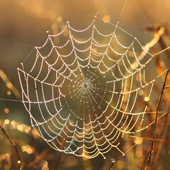 spider web with dew
