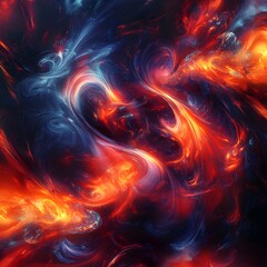 abstract digital artwork featuring swirling patterns of vibrant colors, resembling flames or smoke in motion. The background is dark and moody with soft lighting creating gentle shadows on the texture