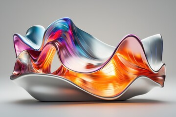 Colorful abstract glass sculpture with flowing, organic shapes