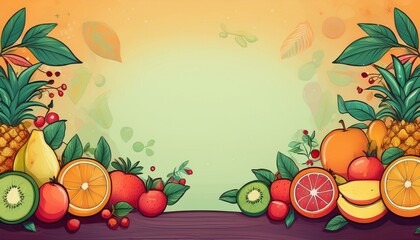 Wall Mural - frame with fruits