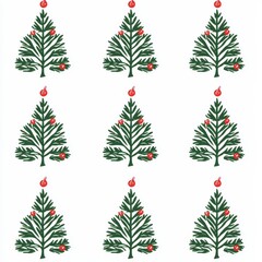 Watercolor christmas seamless pattern. Red and green ball. Minimalistic Christmas tree. Wonderful symbol of the New Year. For wrapping paper, web, greeting cards, fabric, wallpaper.