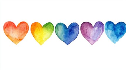 The following watercolor heart set is suitable for holiday cards, posters, carnivals, birthdays, and children's illustrations. It has a lovely border of rainbow-colored hearts.