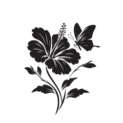 Naklejka na meble Hibiscus flower silhouette. Hibiscus vector design. Hibiscus logo, icon black on white background.