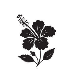 Naklejka na meble Hibiscus flower silhouette. Hibiscus vector design. Hibiscus logo, icon black on white background.