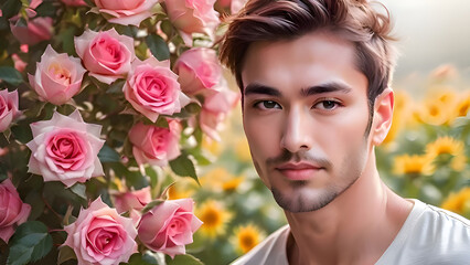 Wall Mural - Close up pictures of handsome mans with the beauty of nature in the background. man (36)