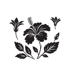 Naklejka na meble Hibiscus flower silhouette. Hibiscus vector design. Hibiscus logo, icon black on white background.