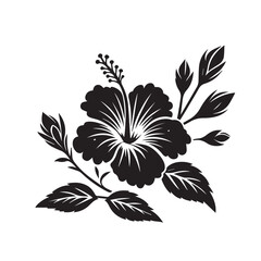 Naklejka na meble Hibiscus flower silhouette. Hibiscus vector design. Hibiscus logo, icon black on white background.