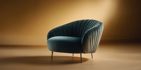 Poster - Green Velvet Armchair Interior Design.