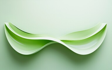 two symmetrical, arching green lines with soft, organic curves, their shapes resembling flowing wate