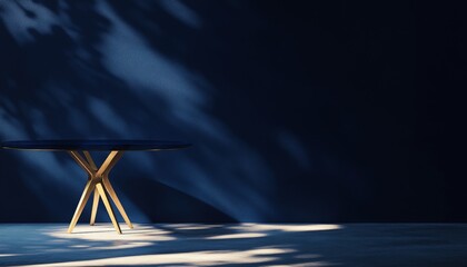 Poster - Minimalist Table in a Blue Room.