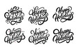 © SantaArt - Happy Holidays calligraphy set, black and white, vector illustration, festive greeting cards