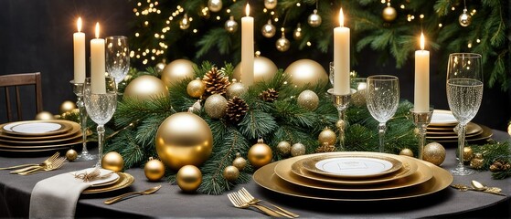 Elegant Gold Christmas Table Setting