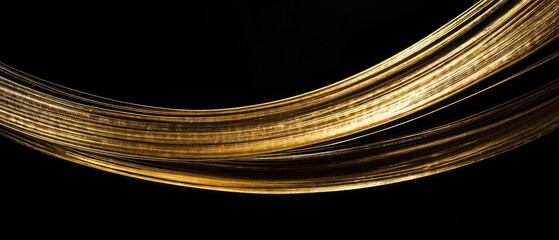 Canvas Print - Golden Abstract Strokes on a Black Background