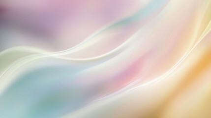 Poster - Soft, blurred light trails in gentle pastel colors flowing and intertwining, creating a dreamy, ethereal visual effect.