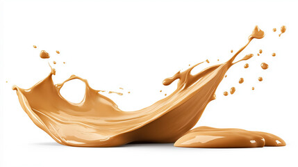 Wall Mural - one single peanut butter paste splash isolated on white background