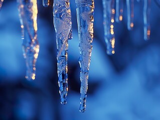 Close-Up of Icicles Hanging in Winter