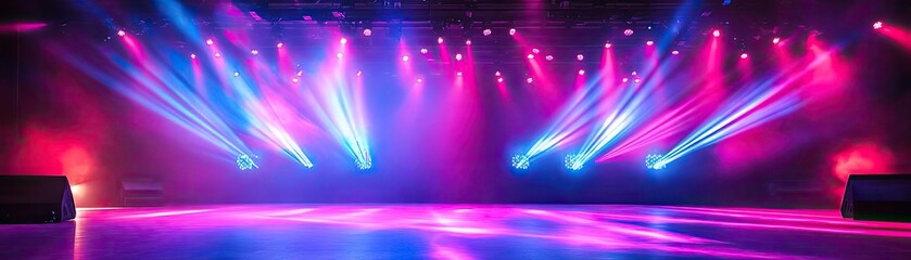 Aufkleber - Vibrant stage lighting with colorful beams illuminating a performance space, perfect for concerts and events.