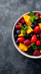 Poster - Healthy Fresh Fruit Salad Bowl Gray 