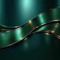 Poster - Abstract green and silver wave design with metallic highlights.