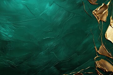 Poster - Elegant green texture with gold accents creating a luxurious atmosphere.