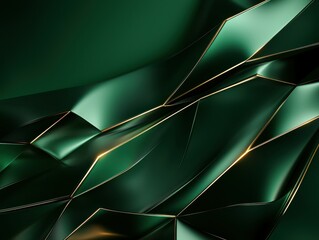 Poster - A striking abstract image featuring dark green layers with golden accents.