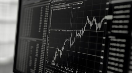 Poster - Close-up of a computer screen displaying a stock market graph.