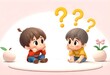 © Pixel Focus AI - Curious kids with question marks cartoon illustration