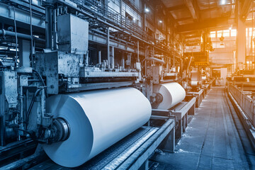 A powerful paper production machine in action, illustrating the modern manufacturing process in the paper industry.