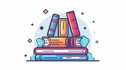 A simple vector icon illustration depicting the group of book items at center for a website isolated white background 