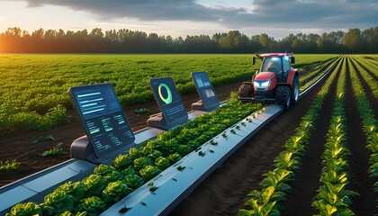 Wall Mural - Revolutionizing Agriculture: Infographic Insights into Automated Farming and AI Innovations