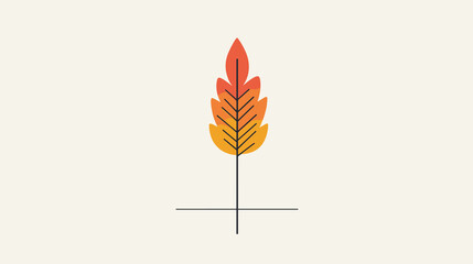 Wall Mural - Stylized Autumn Leaf in Red and Orange with Minimalist Design