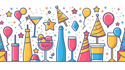 Wall Mural - A simple vector icon illustration depicting the group of party supply items at center for a website isolated white background 