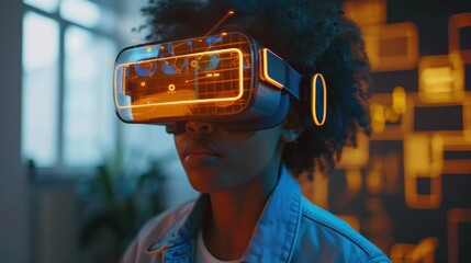 Aufkleber - A woman wearing a virtual reality headset