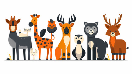 Wall Mural - A simple vector icon illustration depicting the group of Animal items at center for a website isolated white background