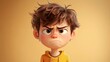 © Lamina - Boy with tousled hair frowning in frustration, conveying annoyance. Simple cartoon style, with soft background tones highlighting his mood.