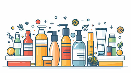 Wall Mural - A simple vector icon illustration depicting the group of Beauty and Personal Care items at center for a website isolated white background