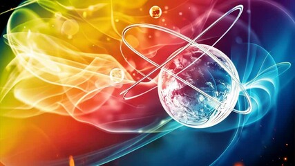 Wall Mural - Cosmic Dance: A swirling orb, ablaze with vibrant energy, dances amidst a symphony of color.  