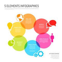 Poster - Fresh Colorful Infographic multipurpose Template with Six Rainbow circle items on white background with icons and descriptions. Multipurpose infochart cycle template