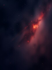 Wall Mural - A vibrant nebula glows red against the dark, starry sky.