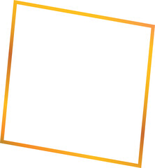 Poster - Simple golden rectangular frame is tilting on one corner on a white background