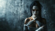 © feeling lucky - A mysterious figure shrouded in bandages, creating an intriguing atmosphere of suspense and emotion in a dimly lit environment.