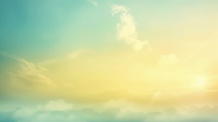 Poster - A bright blue sky with a few clouds and a sun in the background