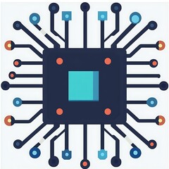 Poster - Stylized Microchip with Circuit Board Connections