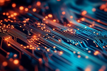 Poster - Abstract Circuit Board with Glowing Lines