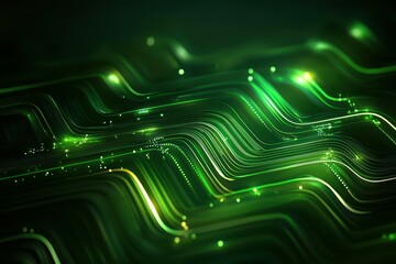 Poster - Abstract green digital backdrop with flowing lines and glowing particles.