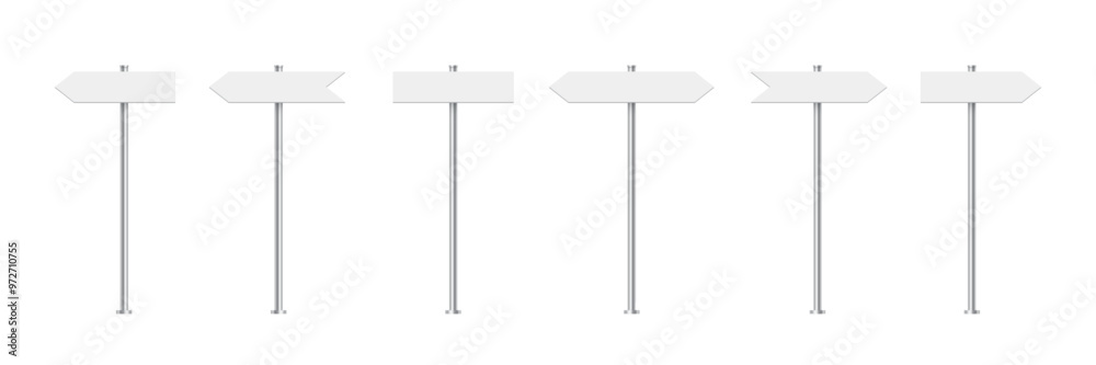 Road traffic signs of different arrow on metal poles vector ...