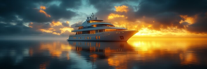 Wall Mural - Luxury Yacht at Sunset