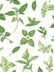 Wall Mural - Green Leaf Pattern.